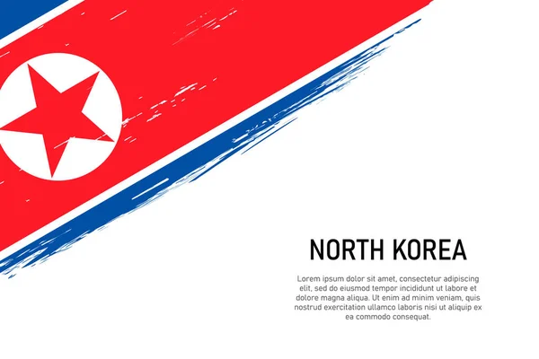 Grunge Styled Brush Stroke Background Flag North Korea Template Banner — Stock Vector
