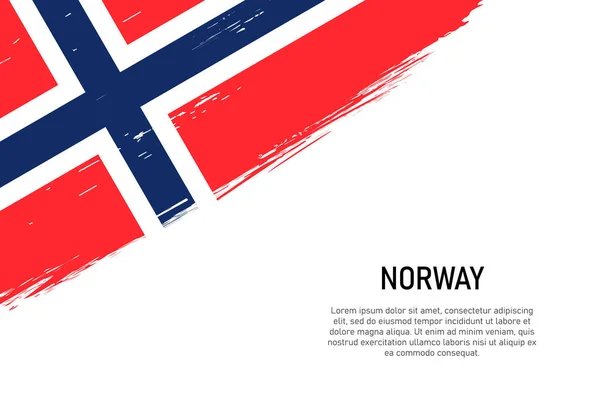 Grunge Stili Fırça Darbesi Norveç Bayrağı Pankart Poster Şablonu — Stok Vektör