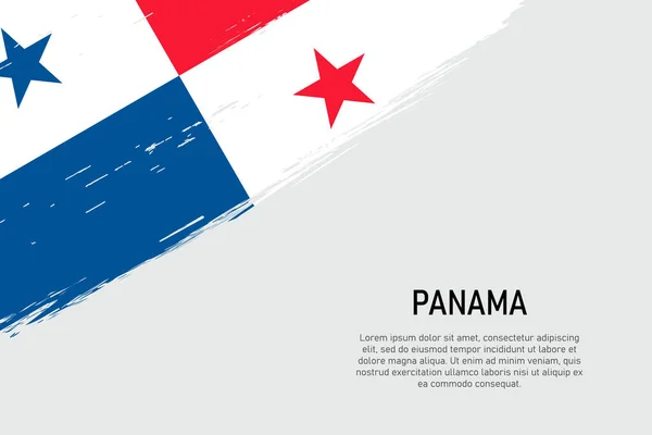 Grunge Estilo Cepillo Trazo Fondo Con Bandera Panamá Plantilla Para — Vector de stock
