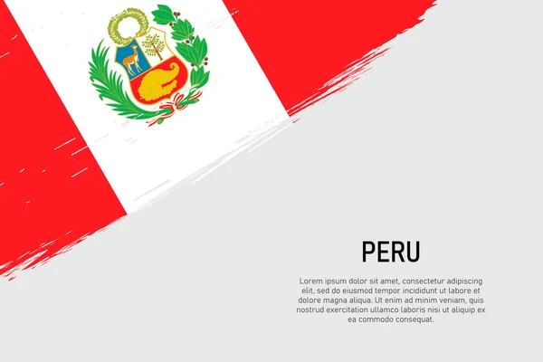 Grunge Estilo Cepillo Trazo Fondo Con Bandera Perú Plantilla Para — Archivo Imágenes Vectoriales