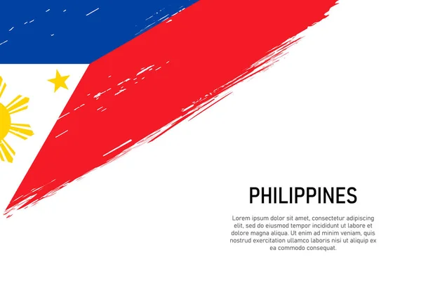 Grunge Styled Pensel Stroke Bakgrund Med Flagga Filippinerna Mall För — Stock vektor