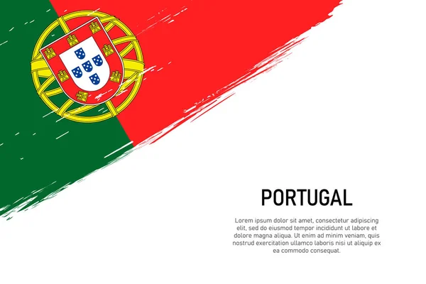 Grunge Style Brush Stroke Background Flag Portugal Шаблон Баннера Плаката — стоковый вектор