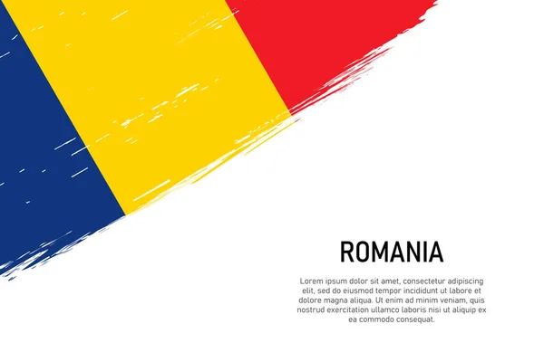 Grunge Styled Brush Stroke Background Flag Romania Template Banner Poster — Stock Vector