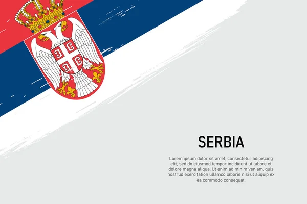 Grunge Estilo Pincel Acidente Vascular Cerebral Fundo Com Bandeira Sérvia — Vetor de Stock