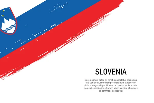 Grunge Estilo Pincel Acidente Vascular Cerebral Fundo Com Bandeira Eslovénia — Vetor de Stock