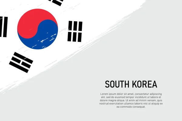 루지는 한국의 국기와 브러시 스트로크 배경을 스타일링하였다 현수막이나 포스터를 — 스톡 벡터