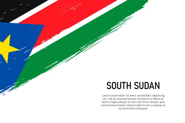 Güney Sudan Bayrağıyla Grunge Stili Fırça Darbesi Pankart Poster Şablonu — Stok Vektör
