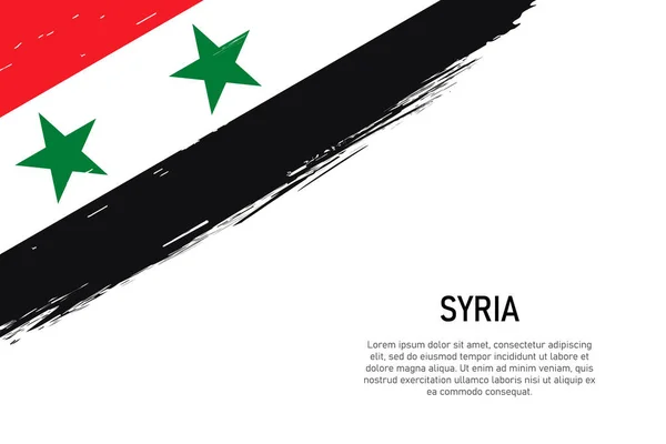 Grunge Suriye Bayrağıyla Fırça Darbesi Almış Pankart Poster Şablonu — Stok Vektör