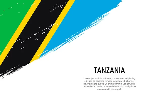 Grunge Estilo Cepillo Carrera Fondo Con Bandera Tanzania Plantilla Para — Vector de stock