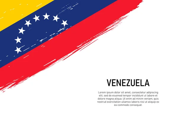 Grunge Style Coup Pinceau Fond Avec Drapeau Venezuela Modèle Bannière — Image vectorielle