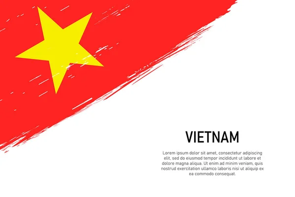 Grunge Style Coup Pinceau Fond Avec Drapeau Vietnam Modèle Bannière — Image vectorielle