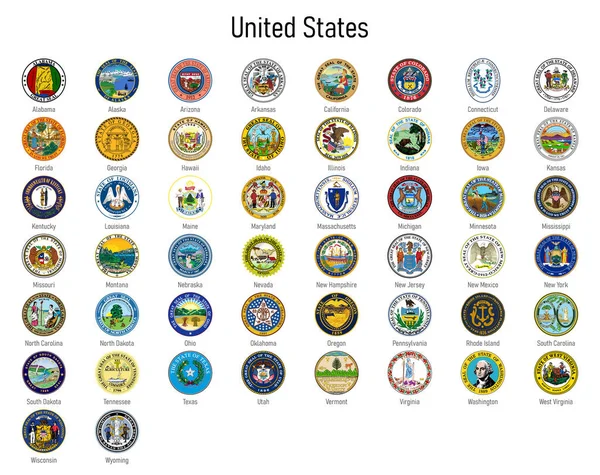 Birleşik Devletler arması, tüm ABD bölgeleri amblem koleksiyonu