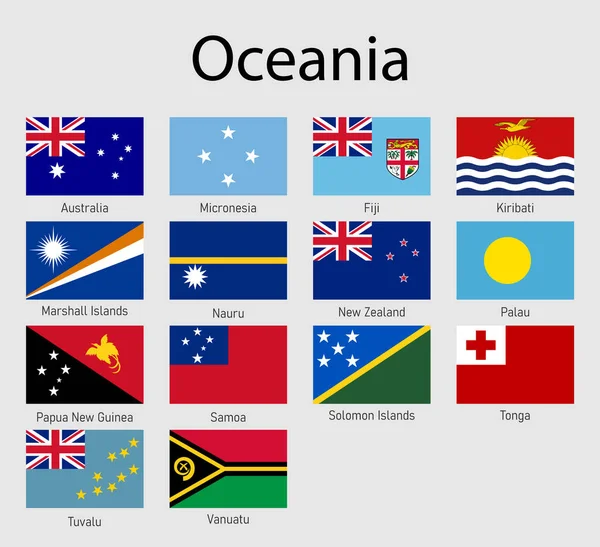 Set Flags Oceanian Countries All Oceania Flag Collection — Stock Vector