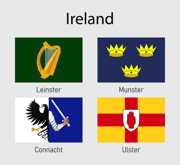 Zestaw Flag Prowincji Irlandii Kolekcja Flag Wszystkich Regionów Irlandii — Wektor stockowy