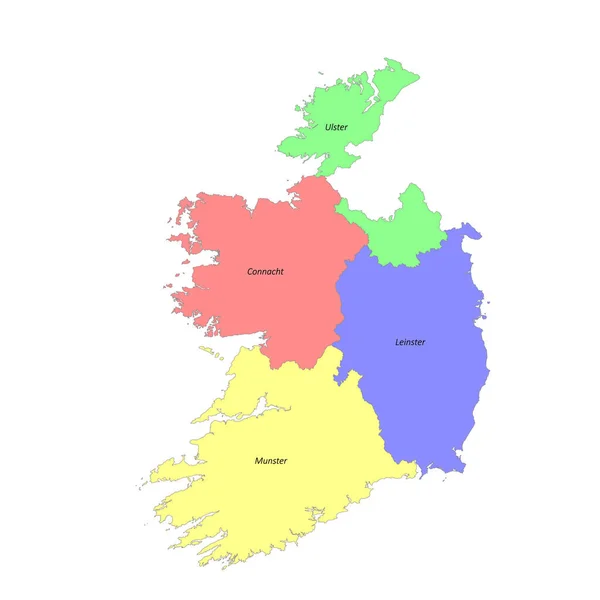Mapa Etiquetado Colorido Alta Calidad Irlanda Con Fronteras Las Regiones — Vector de stock