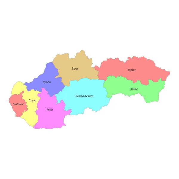 Hochwertige Bunt Beschriftete Karte Der Slowakei Mit Den Grenzen Der — Stockvektor