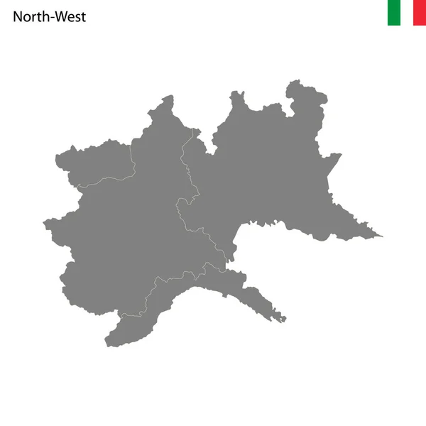 Wysokiej Jakości Mapa Północno Zachodni Region Włoch Granicami Prowincji — Wektor stockowy