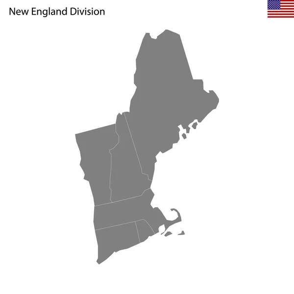 Mappa Alta Qualità Della Divisione New England Degli Stati Uniti — Vettoriale Stock