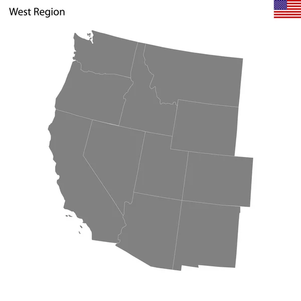 Mapa Alta Calidad Región Oeste Los Estados Unidos América Con — Archivo Imágenes Vectoriales