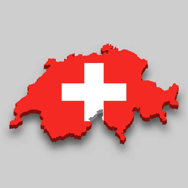 Carte Isométrique Suisse Avec Drapeau National Illustration Vectorielle — Image vectorielle