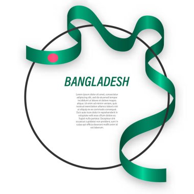 Çember çerçevesinde Bangladeş bayrağı sallıyor. Bağımsızlık Günü poster tasarımı için şablon