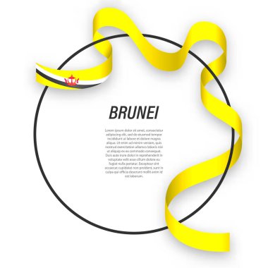 Çember çerçevesinde Brunei bayrağı sallıyor. Bağımsızlık Günü poster tasarımı için şablon