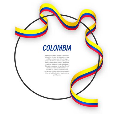 Çember çerçevesinde Kolombiya bayrağı sallıyor. Bağımsızlık Günü poster tasarımı için şablon