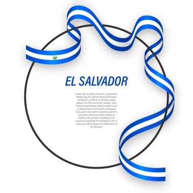 Çember çerçevesinde El Salvador bayrağı sallıyor. Bağımsızlık Günü poster tasarımı için şablon