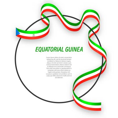 Çember çerçevesinde Ekvator Gine bayrağı sallıyor. Bağımsızlık Günü poster tasarımı için şablon