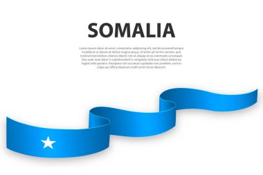 Somali bayrağıyla kurdele ya da bayrak sallıyor. Bağımsızlık Günü poster tasarımı için şablon