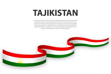 Tacikistan bayrağıyla kurdele ya da bayrak sallıyor. Bağımsızlık Günü poster tasarımı için şablon