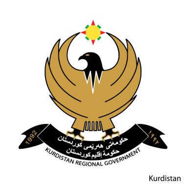 Kürdistan arması bir Irak bölgesidir. Vektör heraldik amblem