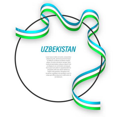 Çember çerçevesinde Özbekistan bayrağı sallıyor. Bağımsızlık Günü poster tasarımı için şablon
