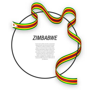 Çember çerçevesinde Zimbabwe bayrağı sallıyor. Bağımsızlık Günü poster tasarımı için şablon