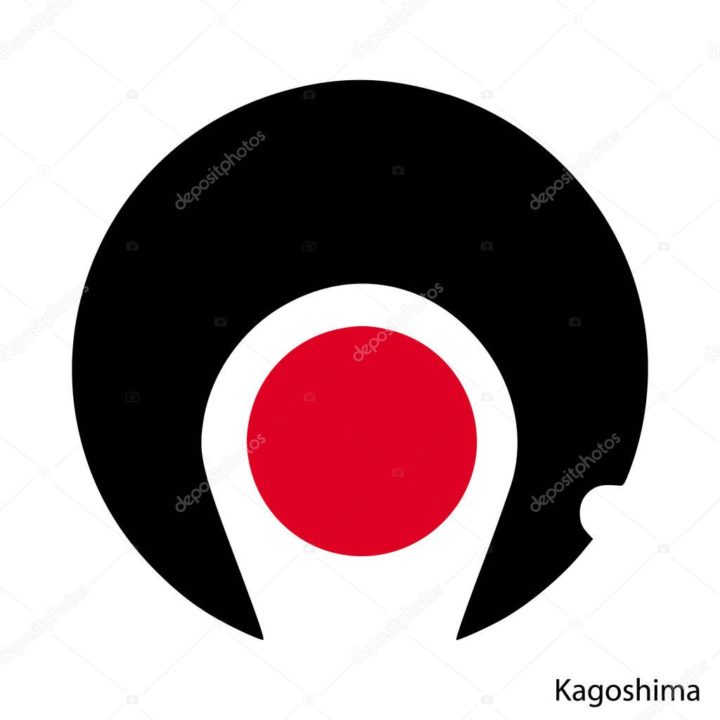 Coat of Arms of Kagoshima is a Japan prefecture. Vector heraldic emblem