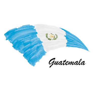 Guatemala 'nın suluboya bayrağı. El çizimi fırça darbesi illüstrasyonu