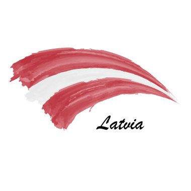 Letonya 'nın suluboya bayrağı. El çizimi fırça darbesi illüstrasyonu