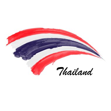 Tayland 'ın suluboya bayrağı. El çizimi fırça darbesi illüstrasyonu