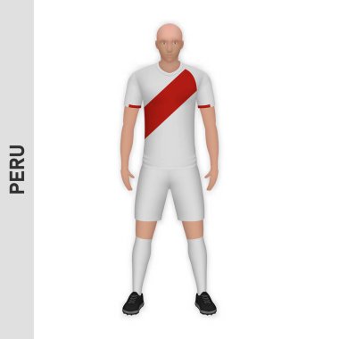 Üç boyutlu gerçekçi futbolcu modeli. Peru Futbol Takımı Kit temposu