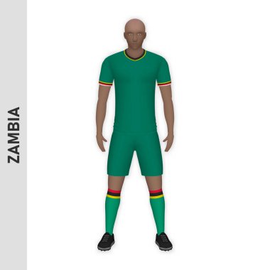 Üç boyutlu gerçekçi futbolcu modeli. Zambiya Futbol Takımı Şablon Tasarımı