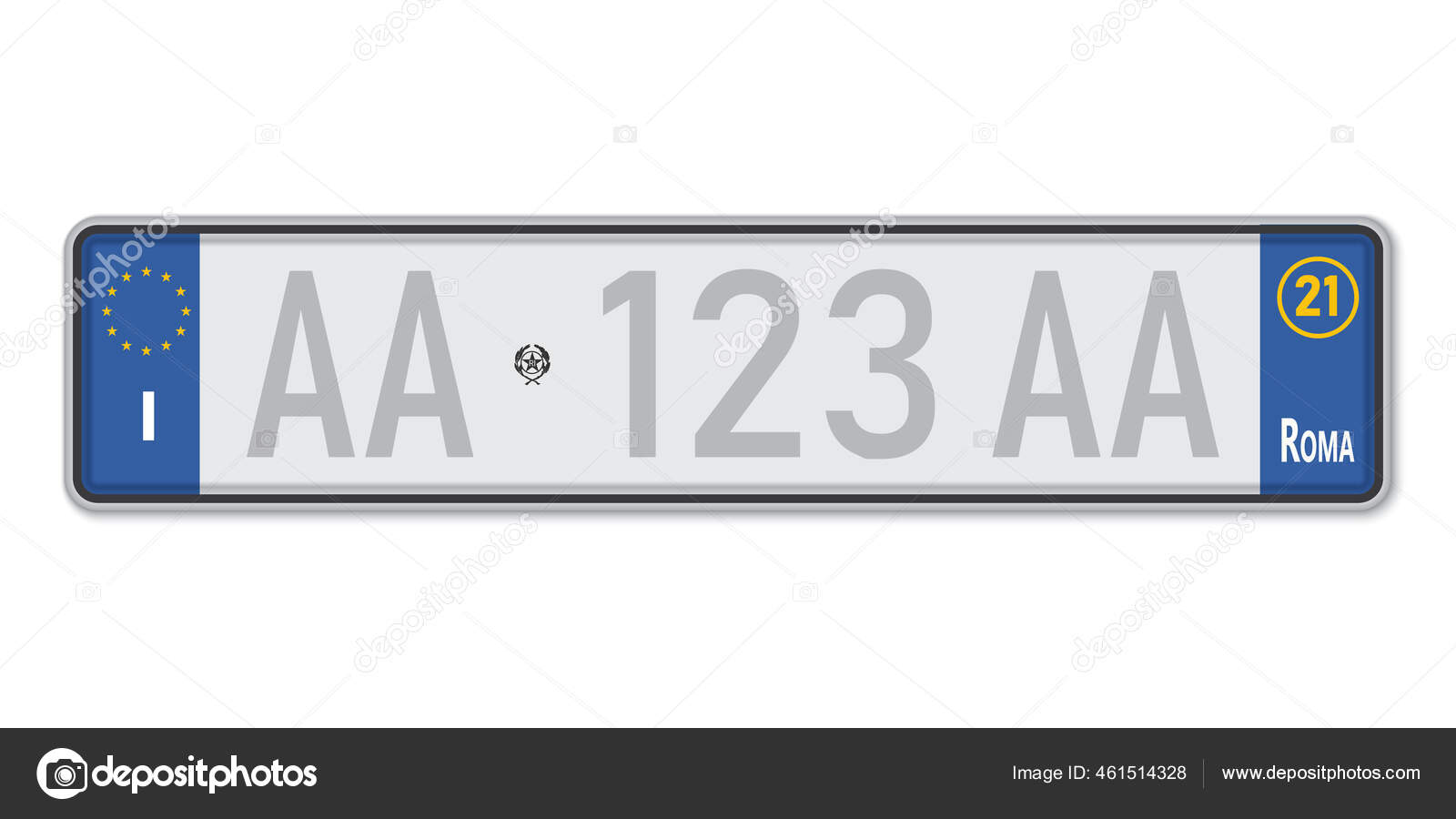 Car Number Plate Vehicle Registration License Italy European Standard