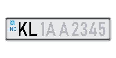 Arabanın plakası Kerala. Hindistan 'ın araç ruhsatı. Avrupa Standart Boyutları