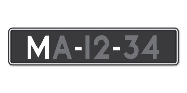 Arabanın plakası. Macao 'nun araç ruhsatı. Avrupa Standart Boyutları