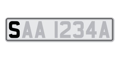 Arabanın plakası. Singapur 'un araç ruhsatı. Avrupa Standart Boyutları