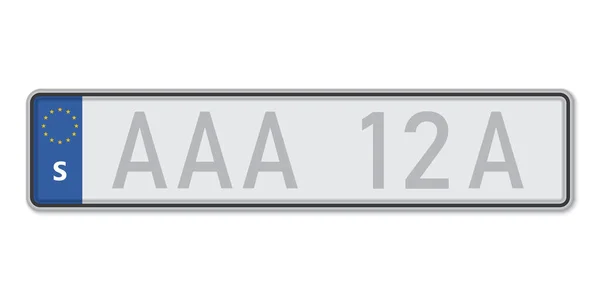 ナンバープレート スウェーデンの車両登録ライセンス ヨーロッパ標準サイズ — ストックベクタ