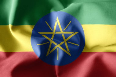 Etiyopya 'nın 3D gerçekçi ipek bayrağı