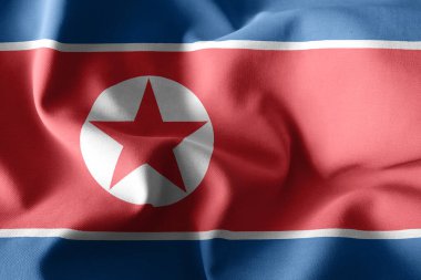 3D Kuzey Kore 'nin gerçekçi ipek bayrağını sallıyor