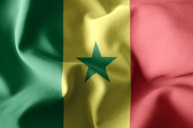 Senegal 'in 3D gerçekçi ipek bayrağı