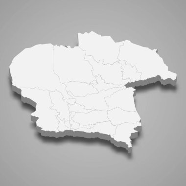 3d izometrik Almaty oblast haritası, Kazakistan 'ın bir bölgesidir.