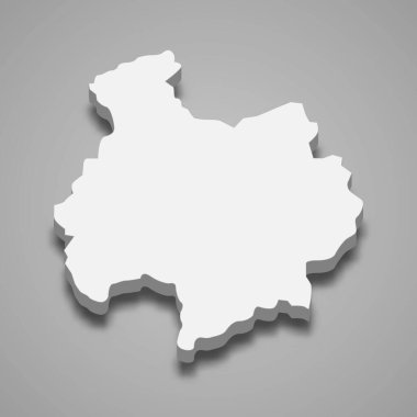 Vietnam 'ın Bac Kan eyaletinin 3d izometrik haritası, vektör illüstrasyonu